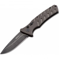 Автоматический складной нож Boker Plus Strike Coyote Spearpoint, сталь AUS-8 BlackWash™ Plain, рукоять анодированный алюминий, BK01BO424 купить в Твери