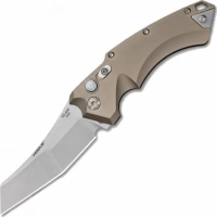 Автоматический складной нож Hogue Wharncliffe EX-A05, клинок Stonewash, сталь 154CM, рукоять пустынный алюминий купить в Твери