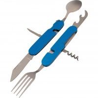 Многофункциональный походный нож (ложка,вилка,нож) 6-в-1, синий купить в Твери