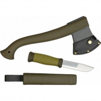 Набор Morakniv Outdoor Kit MG, нож Morakniv 2000 сталь Sandvik 12C27, цвет зеленый + топор купить в Твери