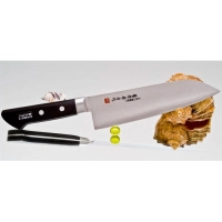 Нож кухонный Santoku 180 мм, Fujiwara, FKM-07, сталь Molybdenum Vanadium, Pakka wood, чёрный купить в Твери