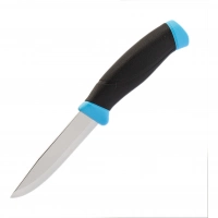 Нож с фиксированным лезвием Morakniv Companion Blue, сталь Sandvik 12С27, рукоять пластик/резина, голубой купить в Твери