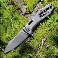 Нож складной KERSHAW 3475 Les George Design Boilermaker, сталь 8Cr13MoV, рукоять нержавеющая сталь, коричневый купить в Твери