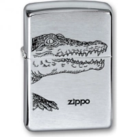 Зажигалка ZIPPO Alligator, с покрытием Brushed Chrome, латунь/сталь, серебристая, матовая, 36x12x56 купить в Твери