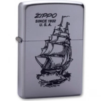 Зажигалка ZIPPO Boat-Zippo Satin Chrome, латунь с ник.-хром. покрыт., сереб., матовая, 36х56х12мм купить в Твери