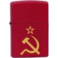 Зажигалка ZIPPO Серп и Молот Red Matte, латунь с порошковым покрытием, красная, матовая, 36х56х12 мм купить в Твери